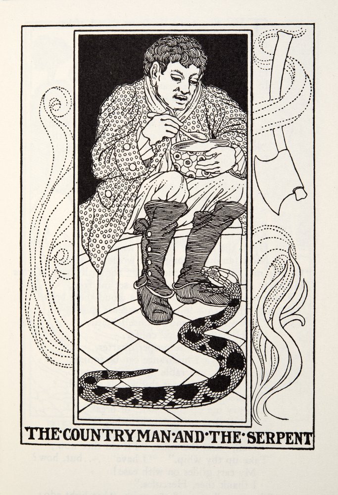 The Countryman and the Serpent, from Fontaine Fables by Percy J. Billingshurst