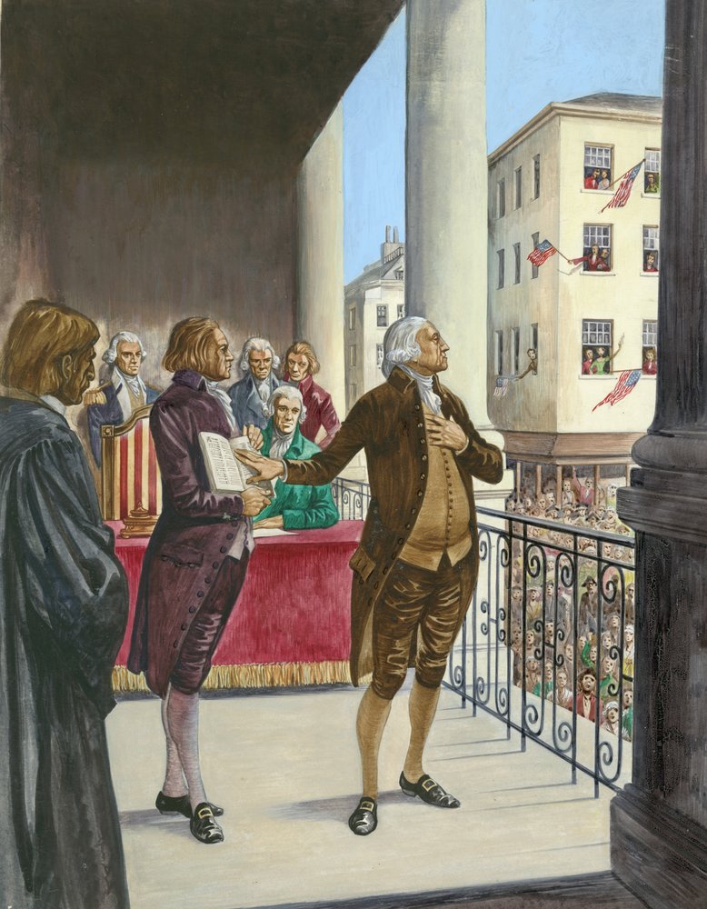 George Washington Being Sworn in as the First President of America in ...