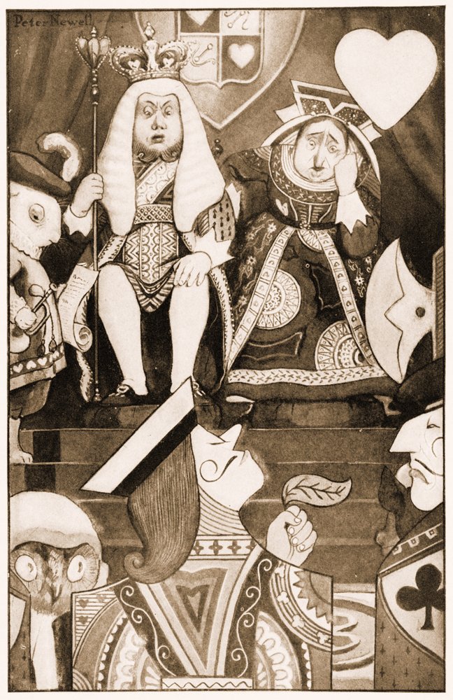 The King and Queen of Hearts Were Seated on Their Throne, Illustration for Lewis Carroll