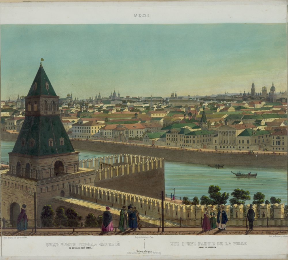 View of Zamoskvorechye from the Kremlin Wall from a panoramic view of Moscow in 10 parts by Philippe Benoist