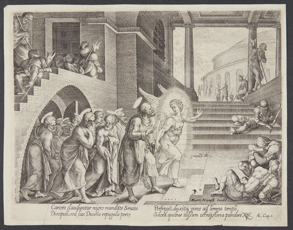 The Angel Delivering the Apostles Out of the Prison by Philips Galle