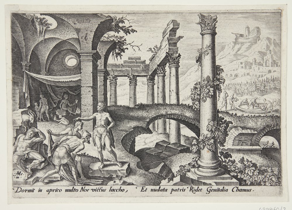 The mocking of Noah by Philips Galle