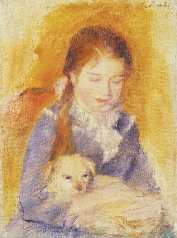 Young Girl with a Dog by Pierre-Auguste Renoir
