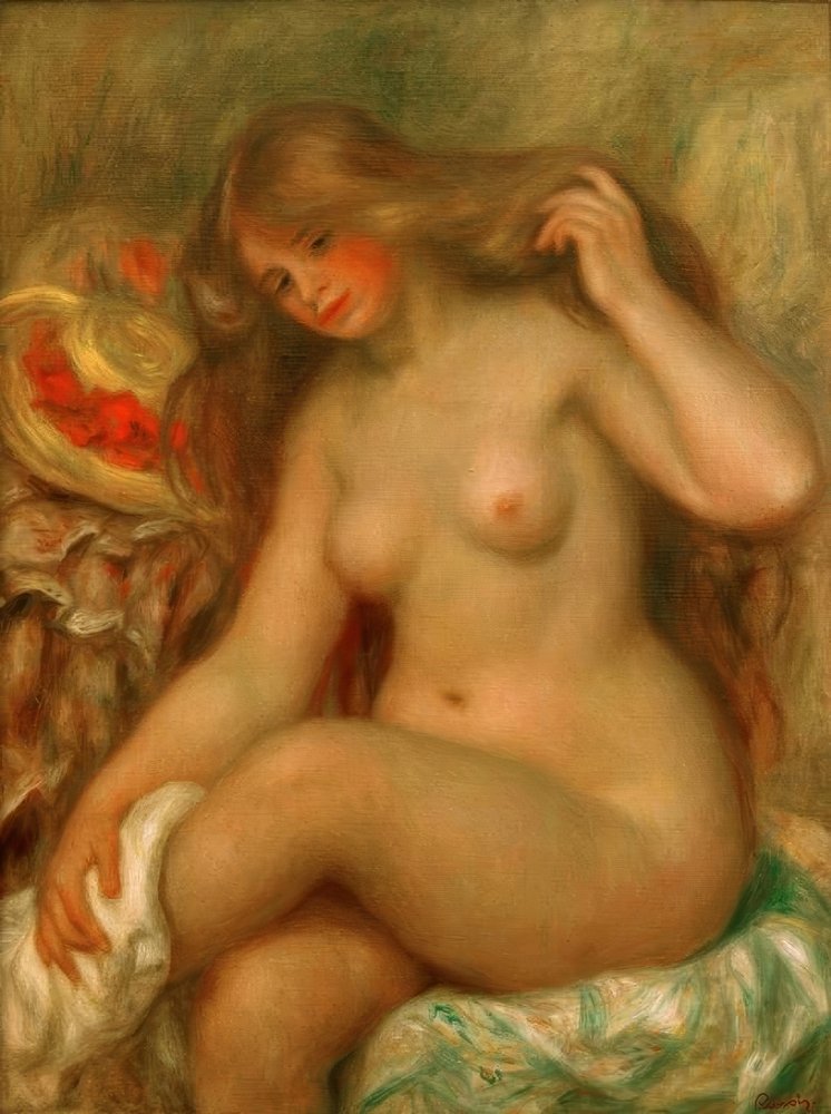 Bather with Crossed Legs and Hat by Pierre-Auguste Renoir