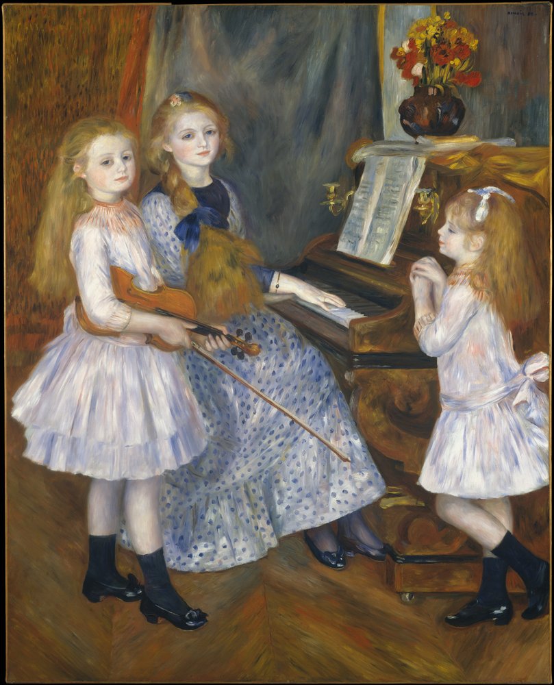 The Daughters of Catulle Mendes at the piano by Pierre-Auguste Renoir