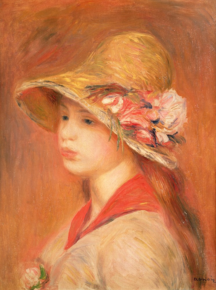 Young Woman in a Hat by Pierre-Auguste Renoir