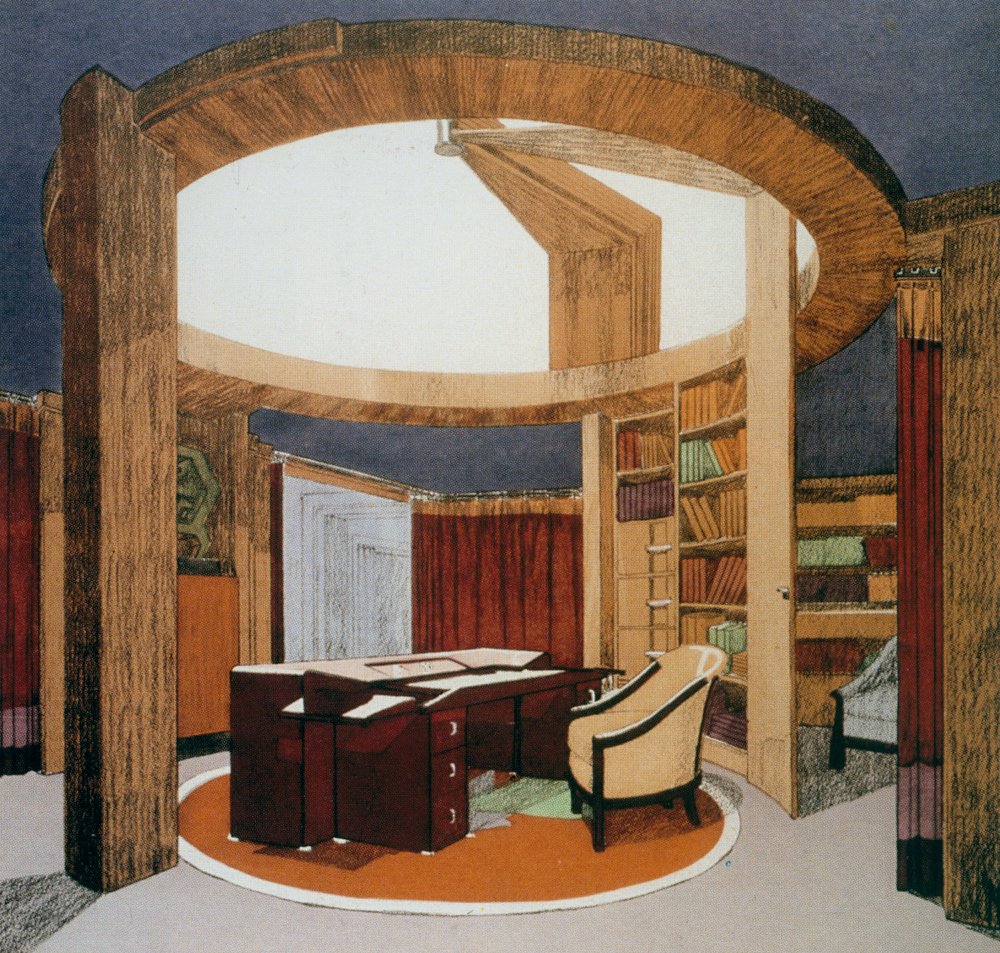 Design for study-library (Bureau-Bibliotheque) for Ambassade