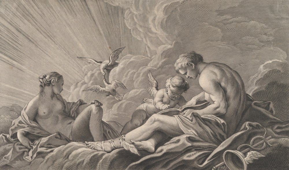 Love Instructed By Mercury, 18th century by Pierre François Basan