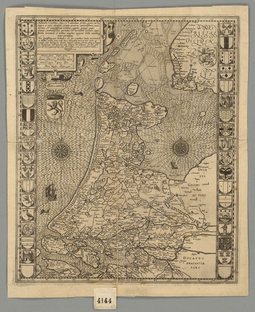 1596 Hollandia Comitatus Kaerius by Pieter van den Keere