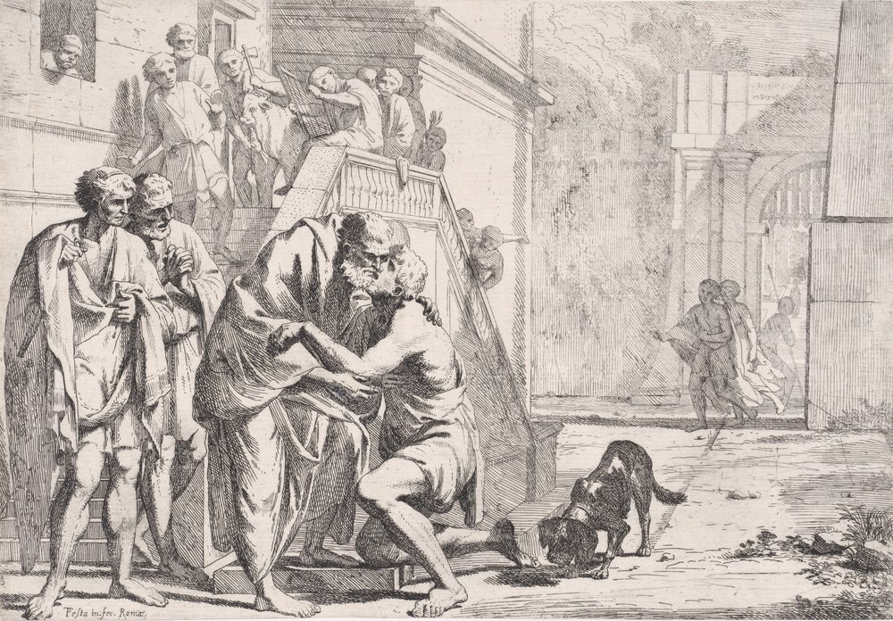 The Return of the Prodigal Son, the Father Embracing His Son (from a ...