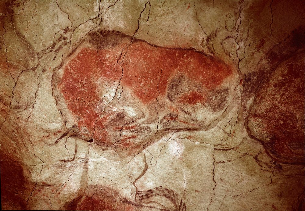 Prehistory: Bison at Rest Rock Painting of the Upper Paleolithic by Prehistoric Prehistoric