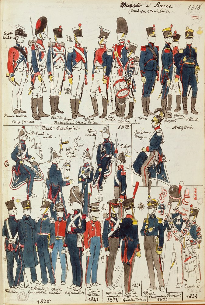 Various Uniforms of Duchy of Lucca by Quinto Cenni