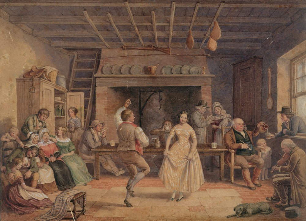 Dance in Farmhouse Kitchen by R. Poate