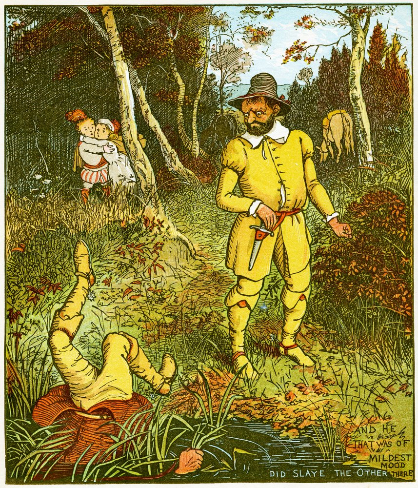 And He That Was of Mildest Mood, Did Slay the Other There, Illustration from Babes in the Wood by Randolph Caldecott
