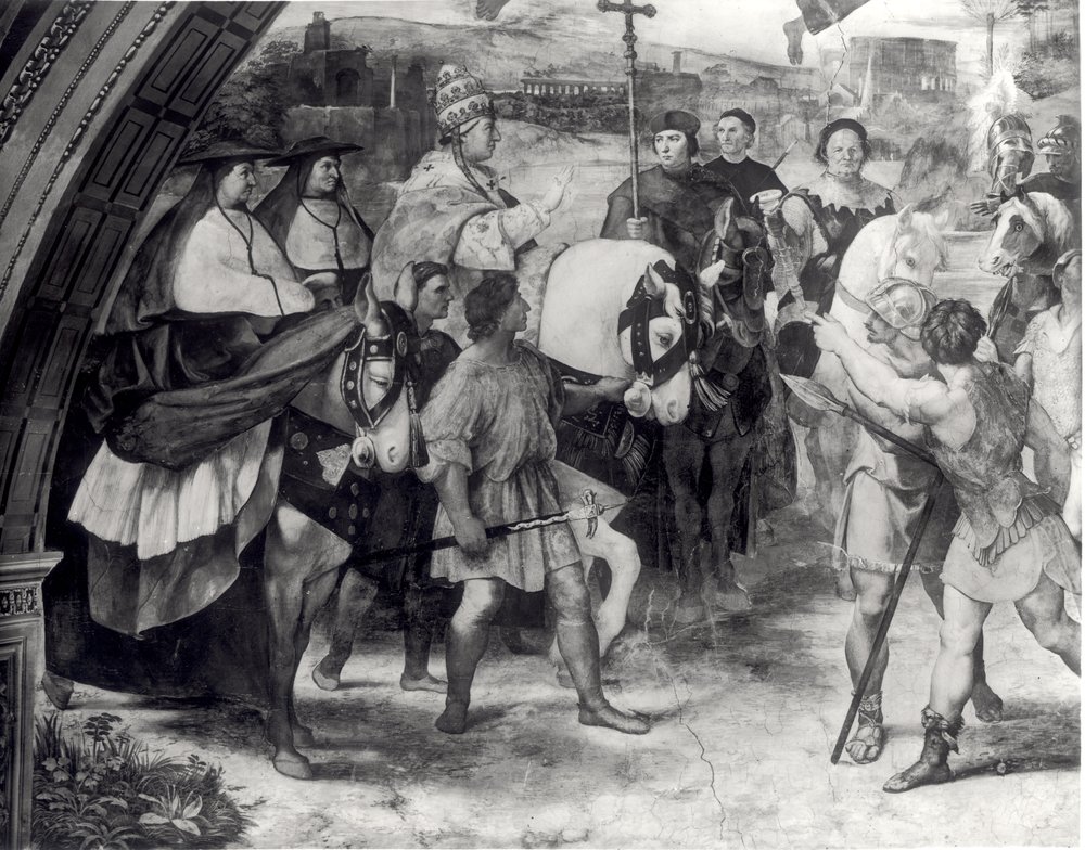Pope Leo I Repulsing Attila (detail) by Raffaello Sanzio Raphael