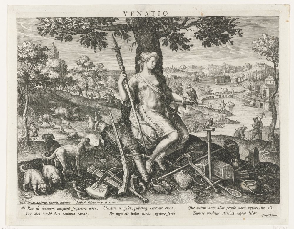 Diana as Patroness of the Hunt (Principal Occupations of a Prince) by Raphaël Sadeler (I)