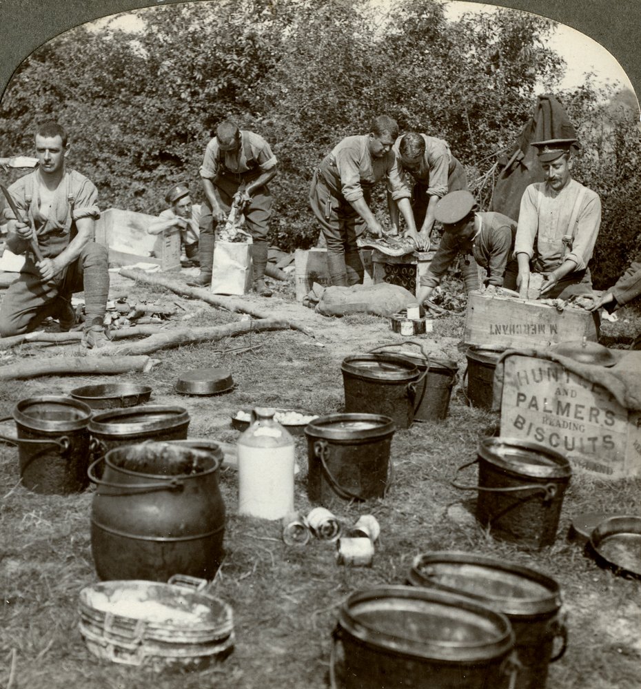 Army cooks preparing a meal, World War I by Realistic Travels Publishers