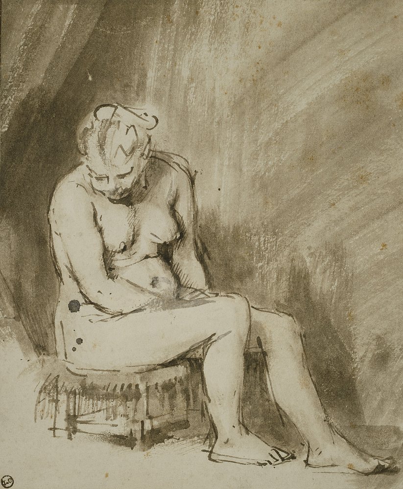 Seated Female Nude by Rembrandt van Rijn