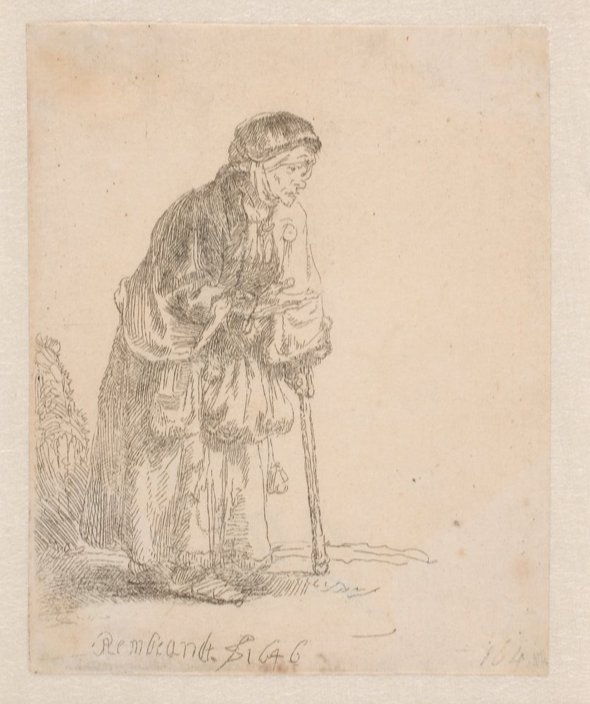Beggar Woman Leaning on a Stick by Rembrandt van Rijn