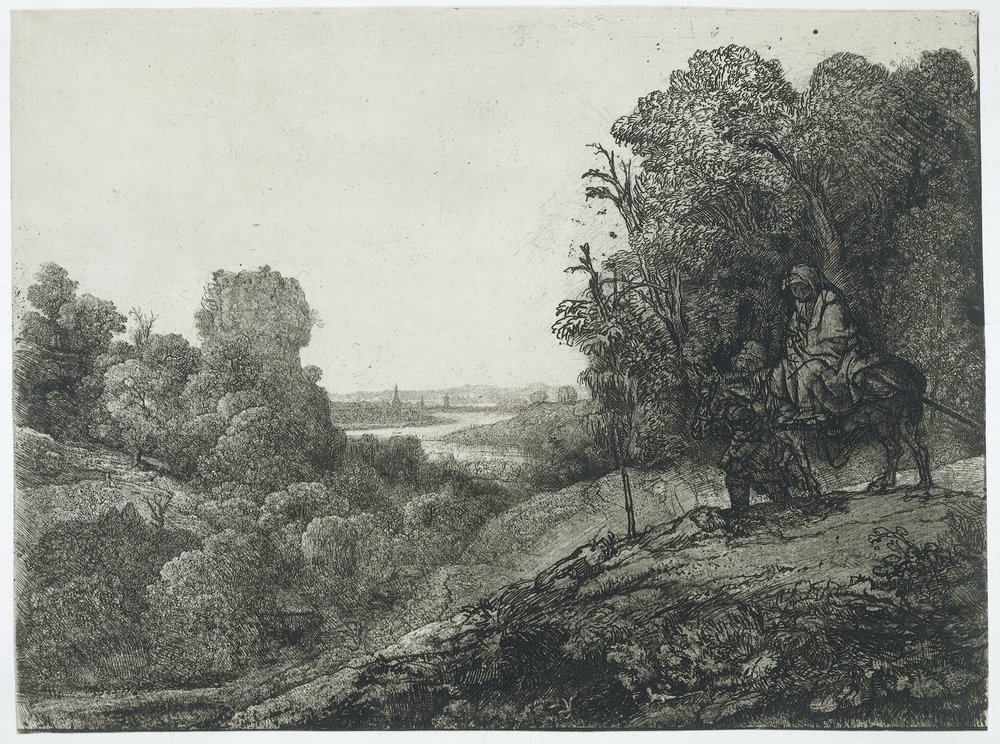The Flight into Egypt (altered plate from Seghers) by Rembrandt van Rijn