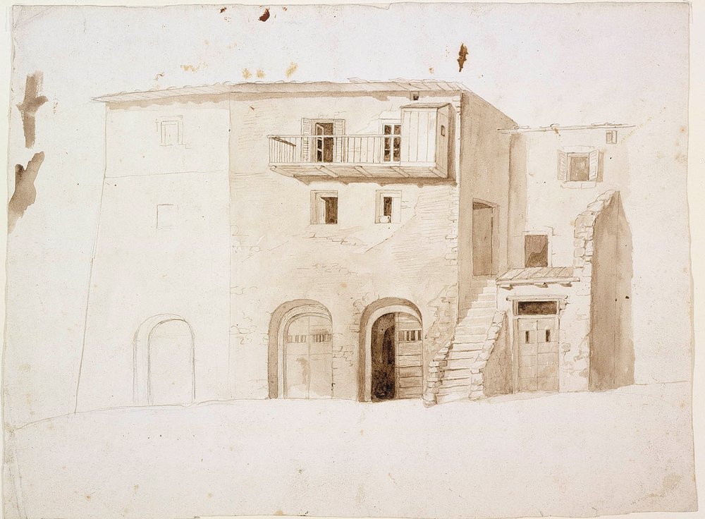 Scene from Italy: Stone House with Two Gates and Stairs by Robert Wilhelm Ekman