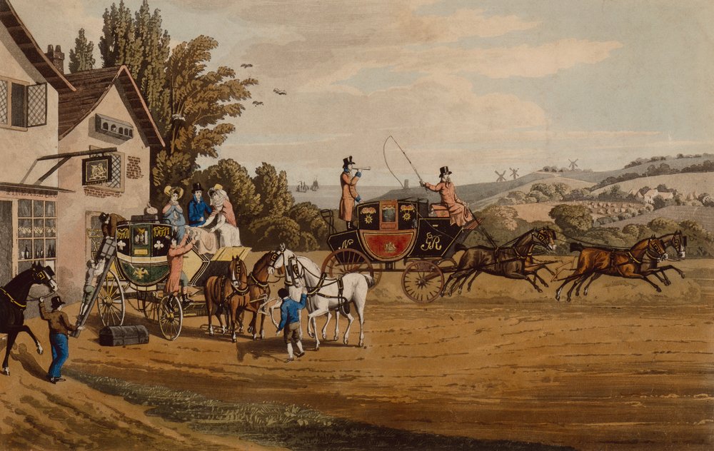A London Mail and Stage Coach by Robert the Elder Havell
