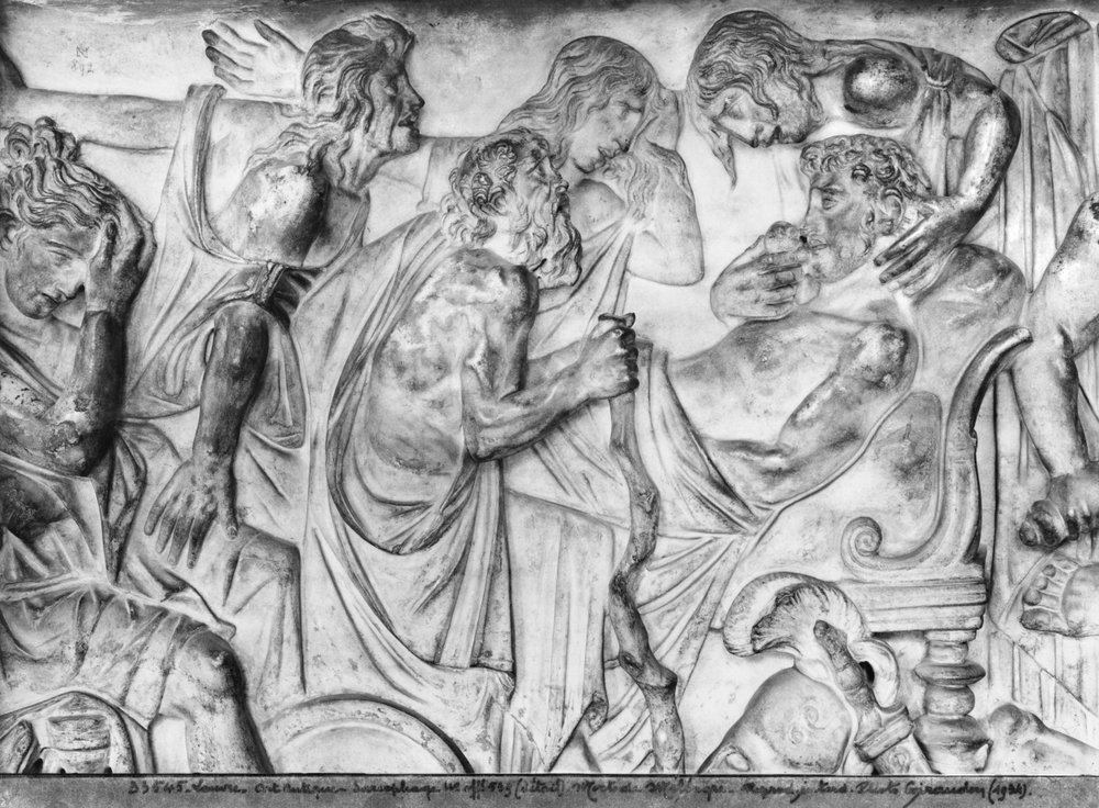 Relief depicting the death of Meleager, detail from the Sarcophagus of ...