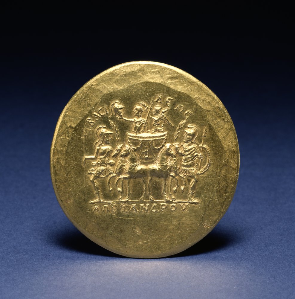 Reverse of a medallion depicting Alexander the Great and Nike, Goddess ...