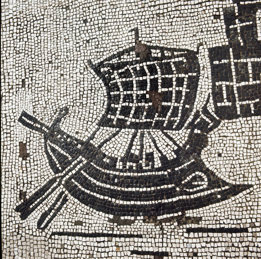 A ship in the port of Ostia (mosaic) by Roman