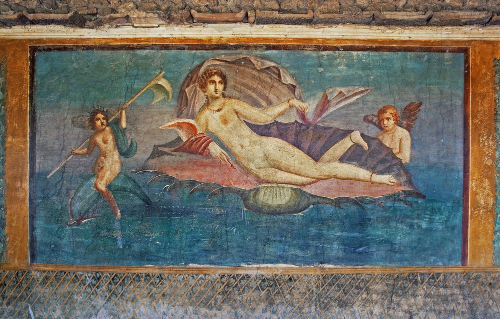 Fresco depicting Venus, House of Venus in Shell, Pompeii (Unesco World ...