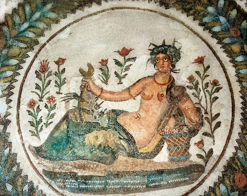Mosaic Work Depicting the Summer Goddess (or Ceres, the Goddess of Growing  Plants), 3rd Century BC (mosaic), image size:1000x793