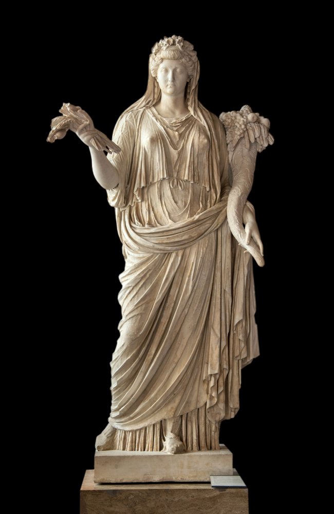 Roman art: Portrait of Empress Livia depicted as Ceres (58 BC - 29 AD), marble by Roman Roman