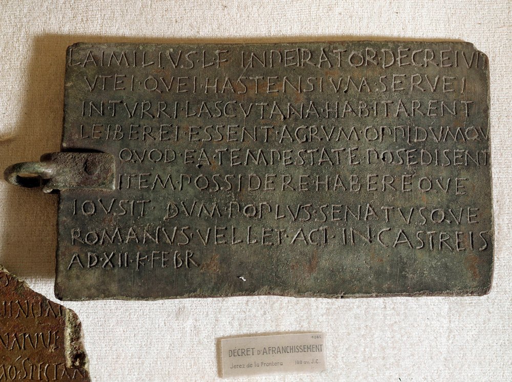 Decret of postage in Latin on bronze plate: it was promulgated on ...