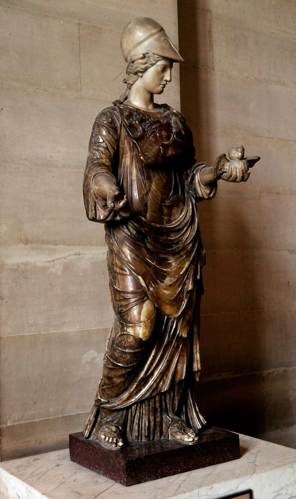 Statue of Minerva Draped and Covered with the Egide Holding an Owl