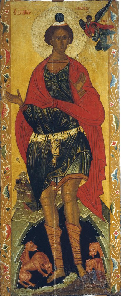 Daniel in the Lion's Den by Russian icon.: Fine art print