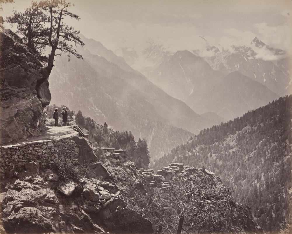 The Upper Himalayas. View on the New Road between India and China. Mount Pangi with the Snowy Peaks of China in the Distance by Samuel Bourne