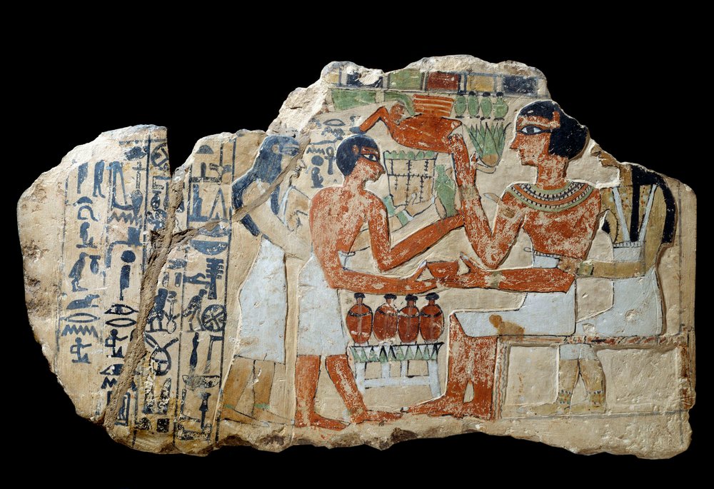 Egyptian Antiquity: Iri Stele in Limestone. A Couple Making an Offering ...