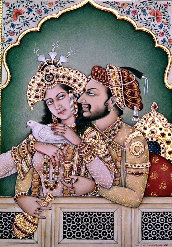 Shah Jahan (1592-1666) and his Wife, Arjumand Banu Begum (d. 1631), Mumtaz-i Mahal by School Indian