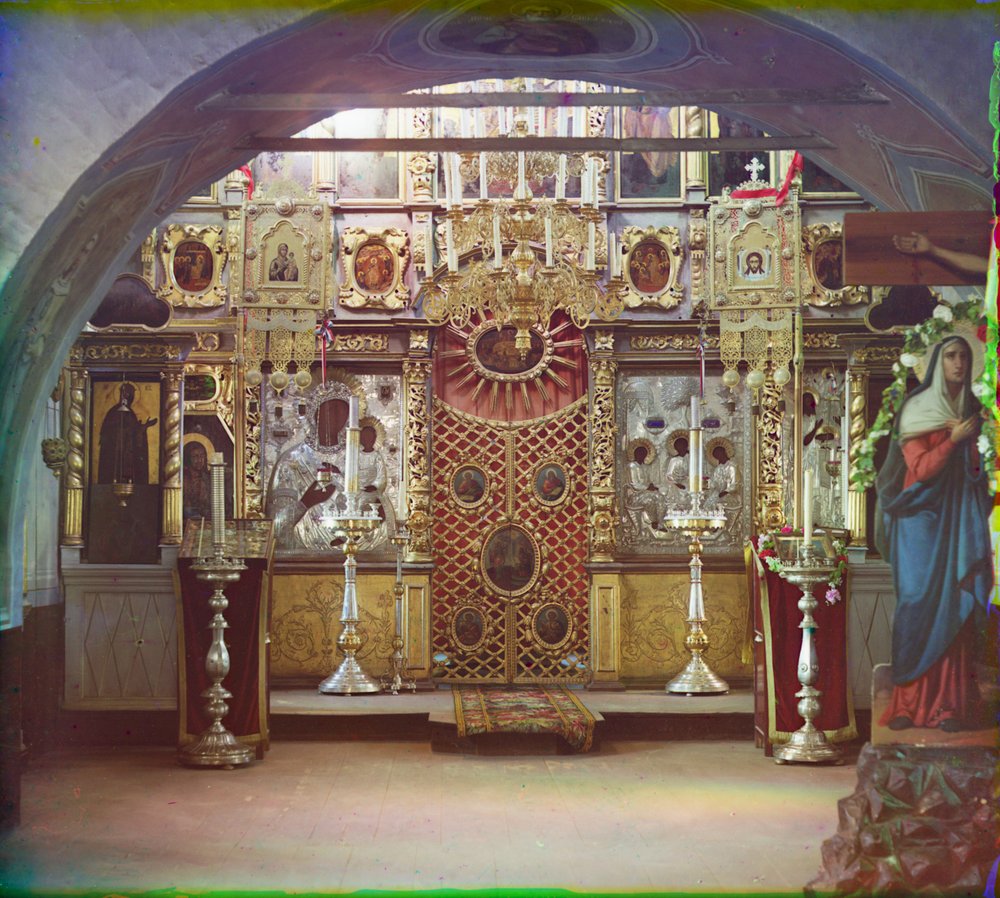 Icons at Borodino church, 1905-1915 by Sergey Prokudin-Gorsky