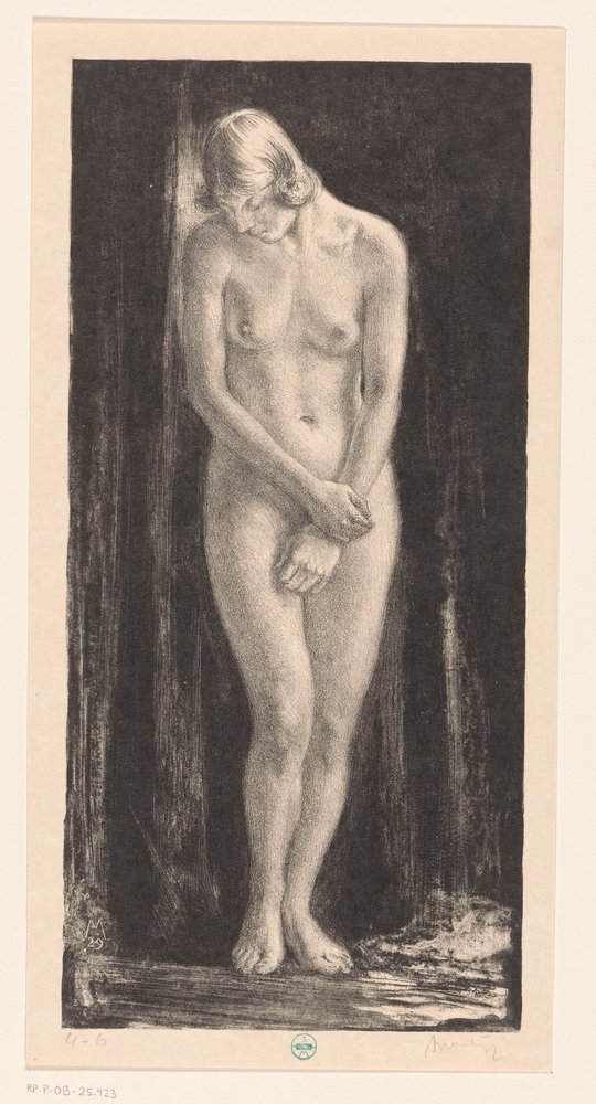 Standing nude woman by Simon Moulijn (signed by artist)