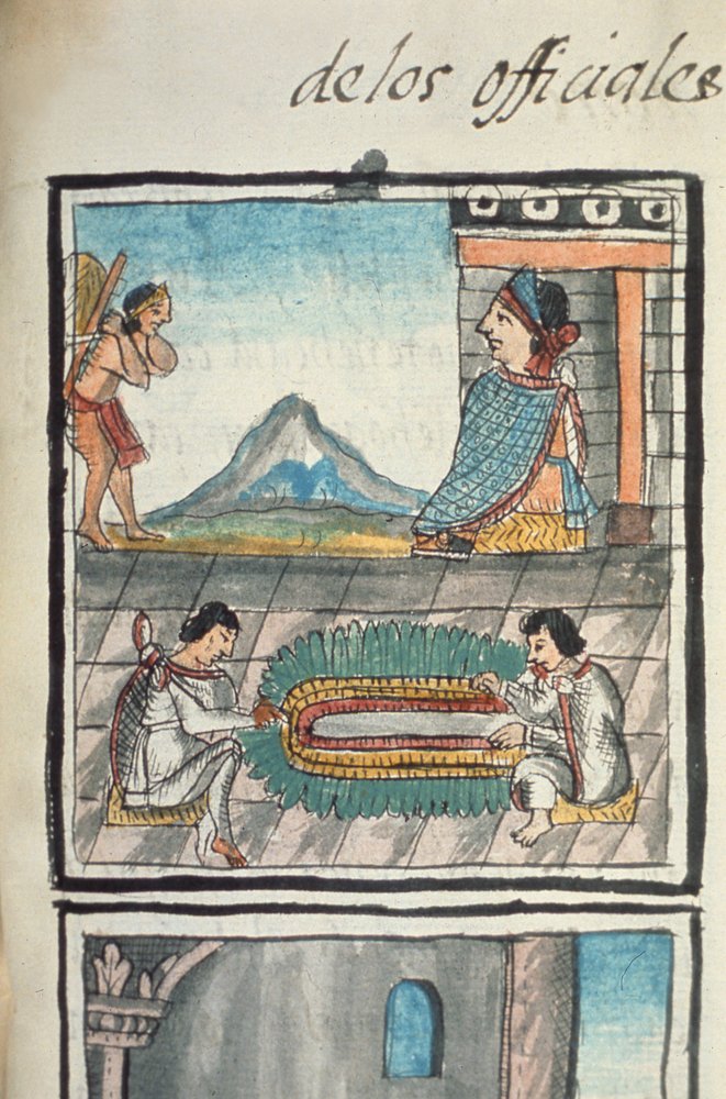 Craftsmen from the Palace of Aztec Rule Making Feather Headdresses ...