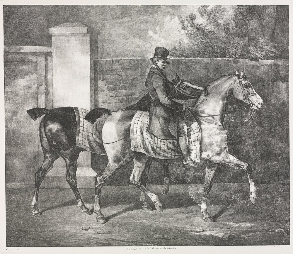 Two Horses Exercised by a Jockey by Theodore Gericault