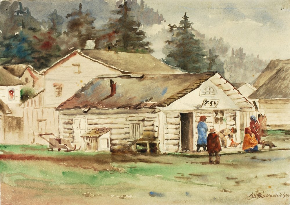 The Three Crows Market, Sitka, 1889 by Theodore J. Richardson
