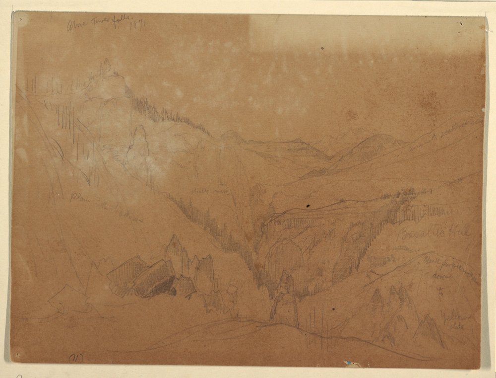 Drawing, Yellowstone, Above Tower Falls, 1871 by Thomas Moran