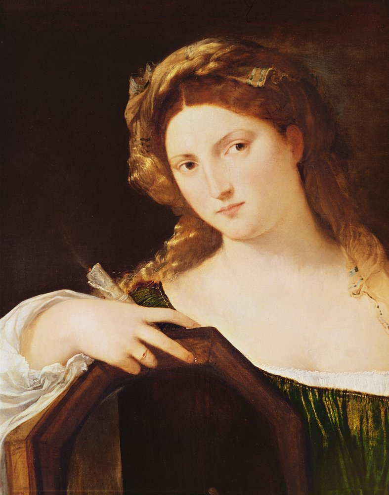 Detail of Allegory of Vanity, or Young Woman with a Mirror, c. 1515 by Tiziano Vecelli