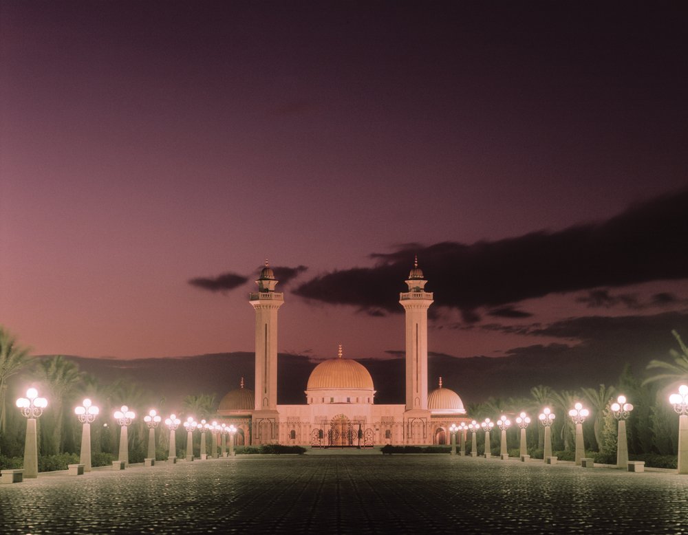 The Bourguiba Mosque at night by Tunisian School