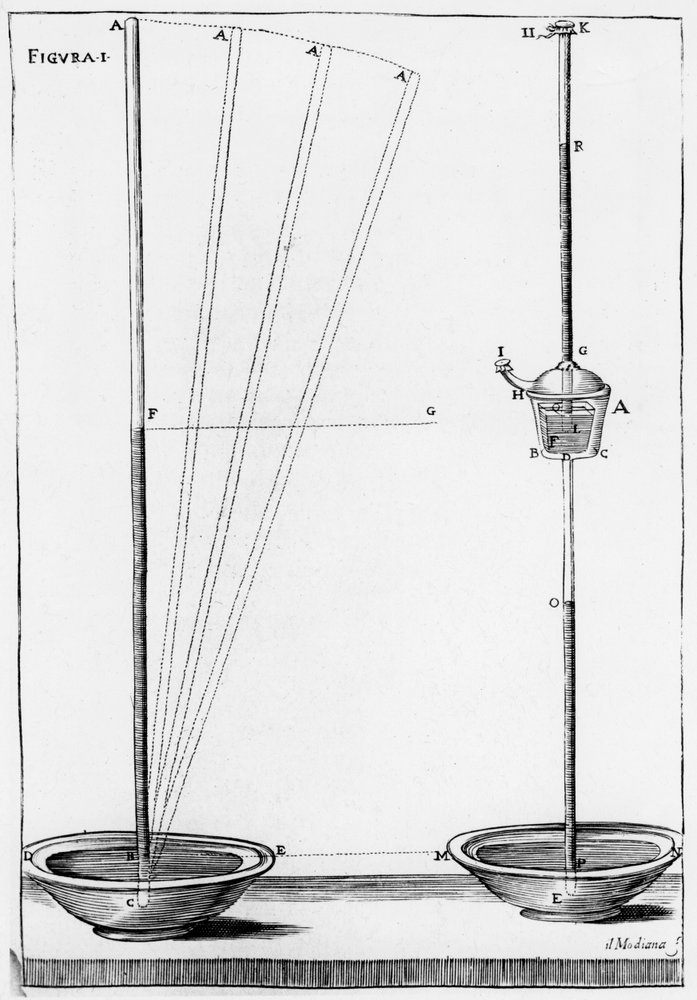 Experimental barometers used by the Accademia del Cimento, Florence, Italy