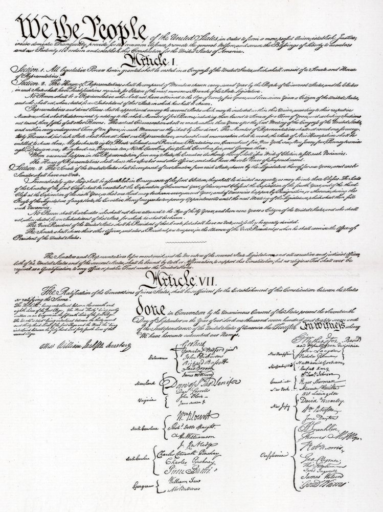 Facsimile of the Preamble and Constitution of the United States of America