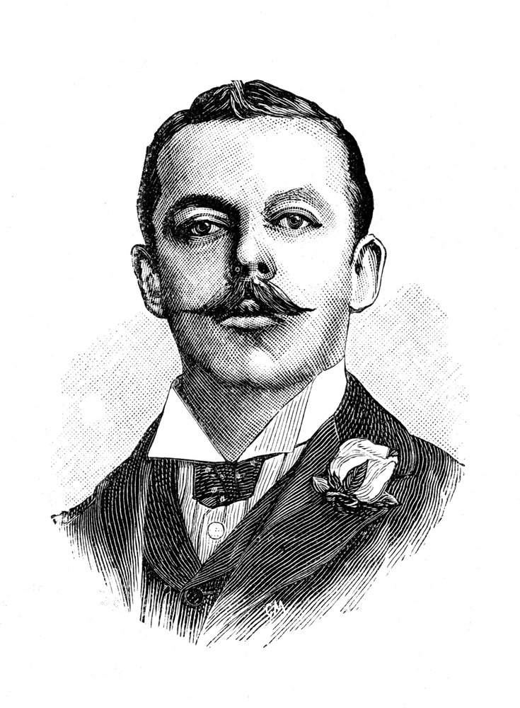 Harry John Lawson, English inventor of a safety bicycle, 19th century by Unbekannt