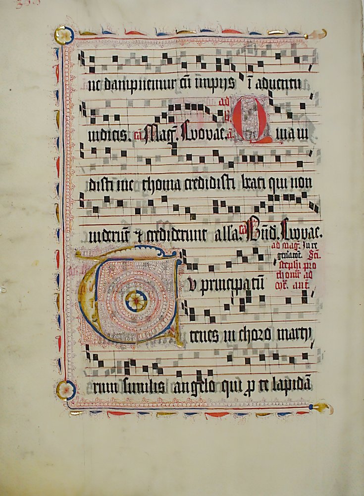 Manuscript Leaf with Initial T, from an Antiphonary